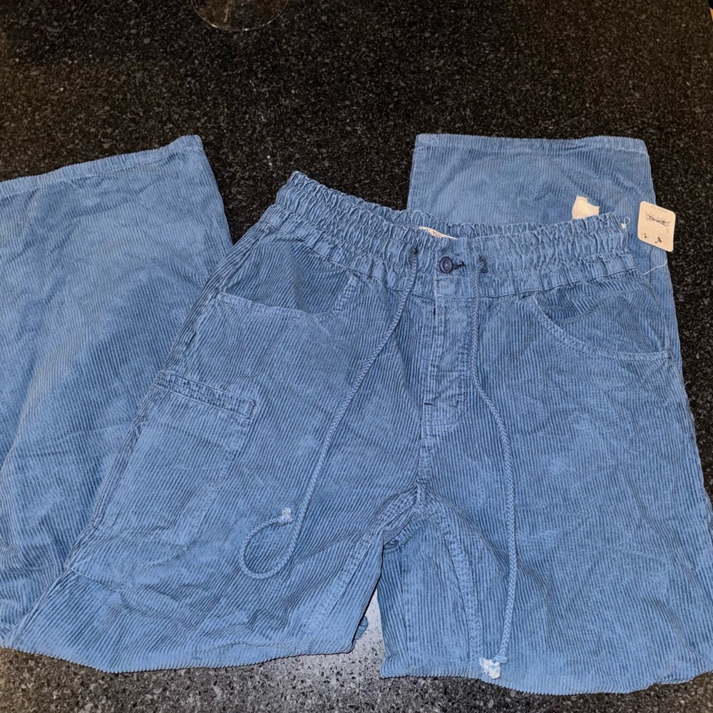 Free People Modern Love High Rise Pull on Corduroy Cargos - Picture 2 of 5